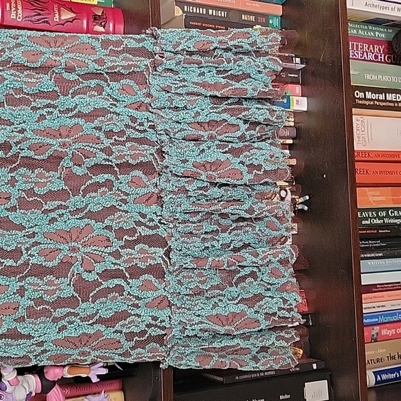 Altar'd State Teal and Brown Lace Boho/Victorian Midi Dress, Size Small - Picture 5 of 9